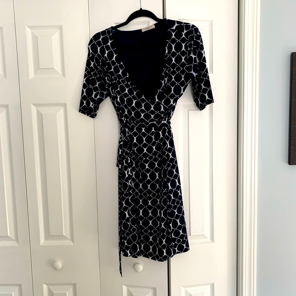 Navy blue geometric pattern dress